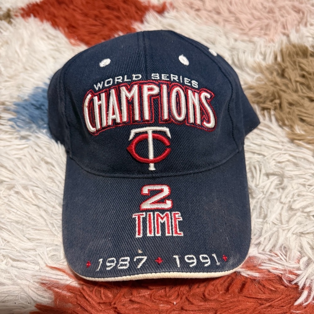 Minnesota Twins World Series Champions Cap Navy Adjustable 1987 1991